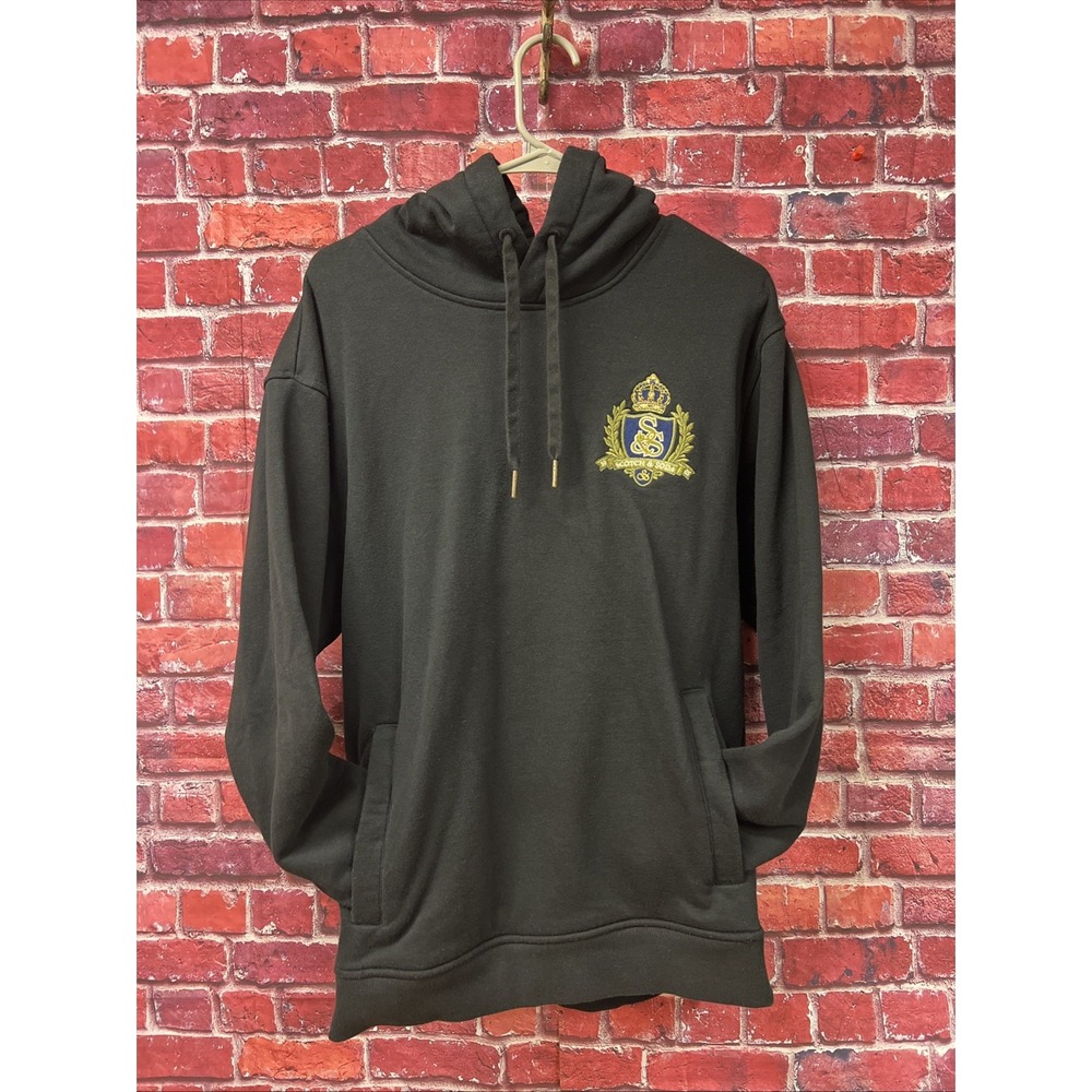 Scotch & Soda Amsterdam Mens Embroidered Crest Hoodie Dark Green Size Medium